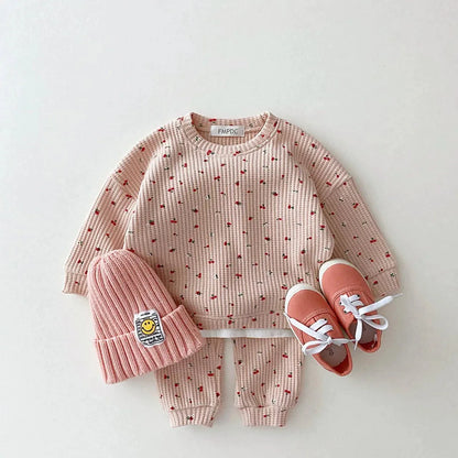 Ensemble en coton gaufré bébé fille