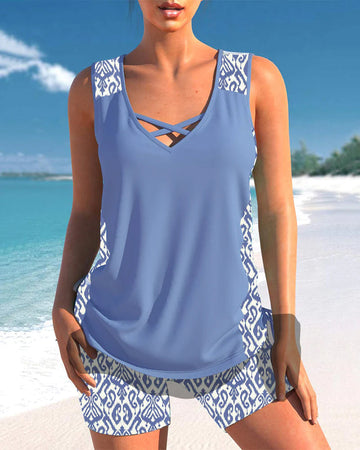 Bienna™ - Ensemble tankini à imprimé géométrique