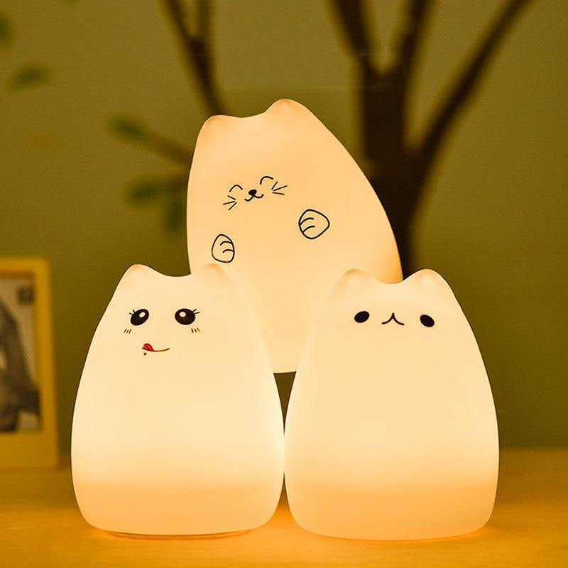 Lampe de nuit LED Fun Party Cat 7 couleurs 