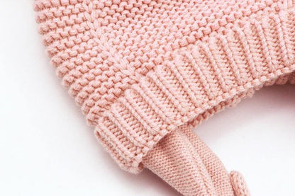 Bonnet tricoté en coton pour bébé avec oreillettes