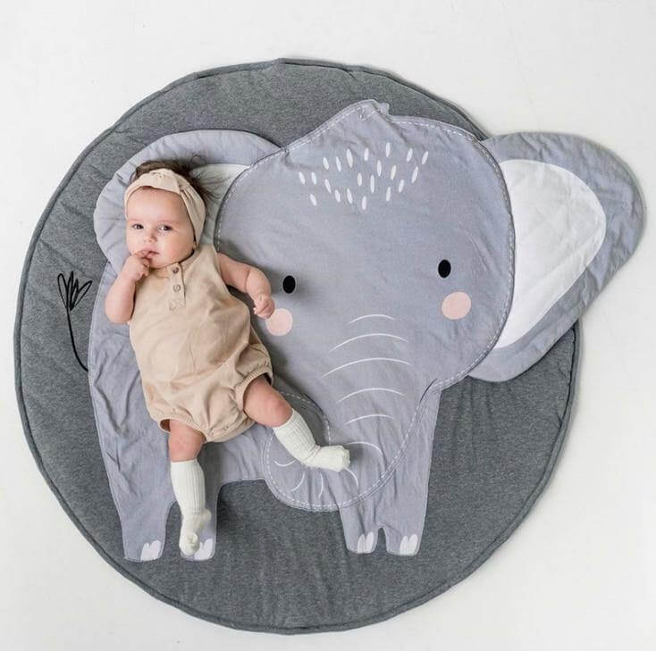 Tapis rond doux en forme d'animal de jeu pour bébé