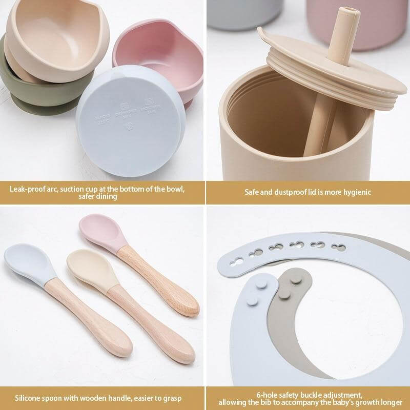 Ensemble d'alimentation en silicone pour bébé