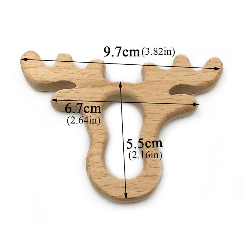 Anneau de dentition en bois pour bébé, animaux mignons