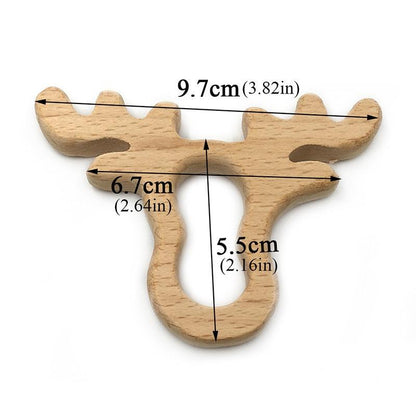 Anneau de dentition en bois pour bébé, animaux mignons