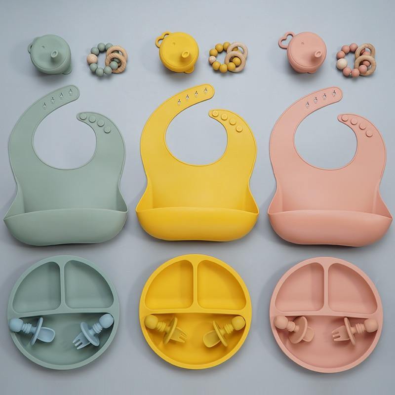 Ensemble d'alimentation pour bébé en silicone de luxe