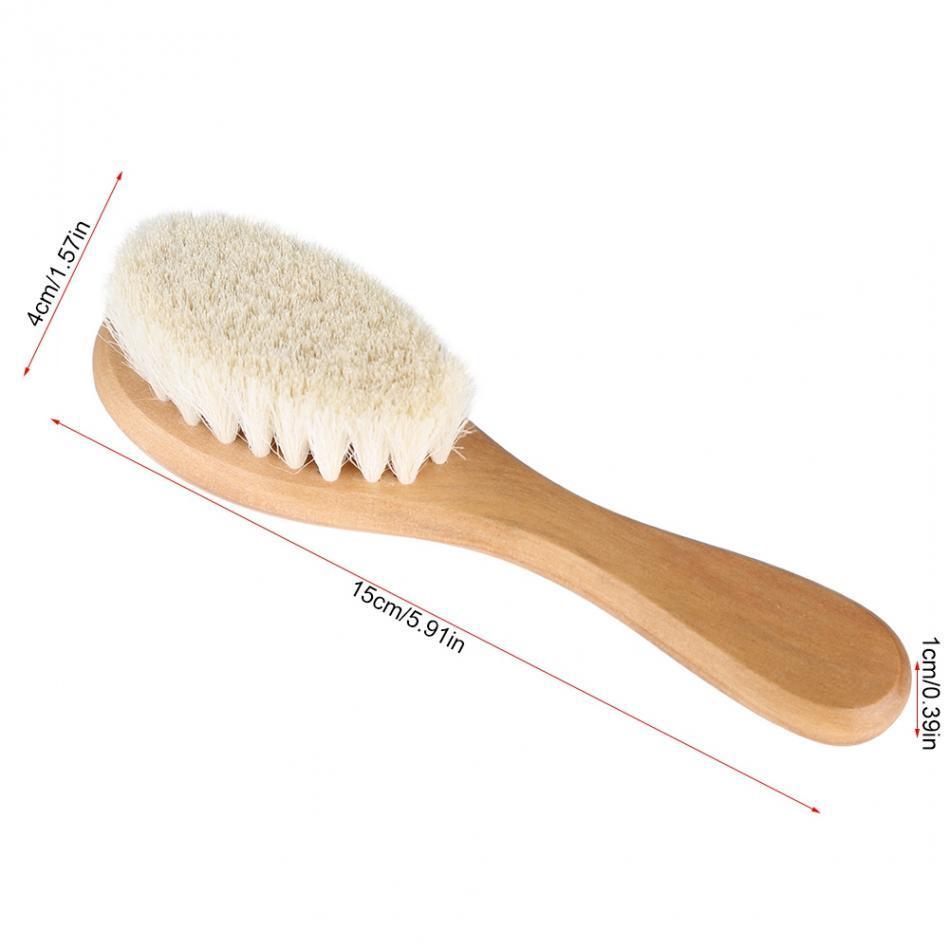 Brosse en bois pour bébé en laine naturelle