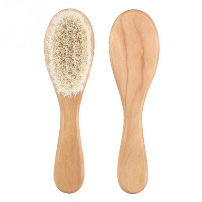 Brosse en bois pour bébé en laine naturelle