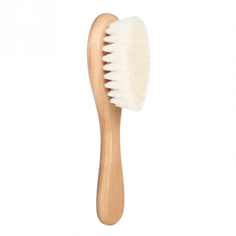 Brosse en bois pour bébé en laine naturelle