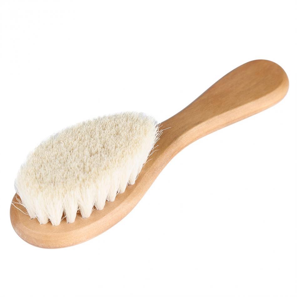 Brosse en bois pour bébé en laine naturelle