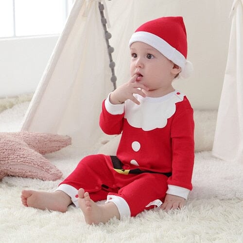 Ensemble combinaison et chapeau pour bébé à manches longues de Noël