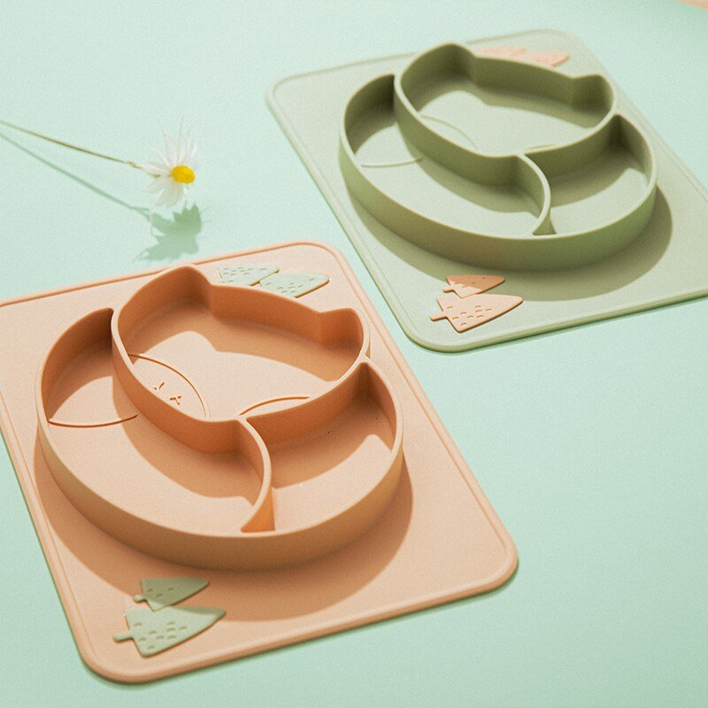 Assiette à manger en silicone pour bébé