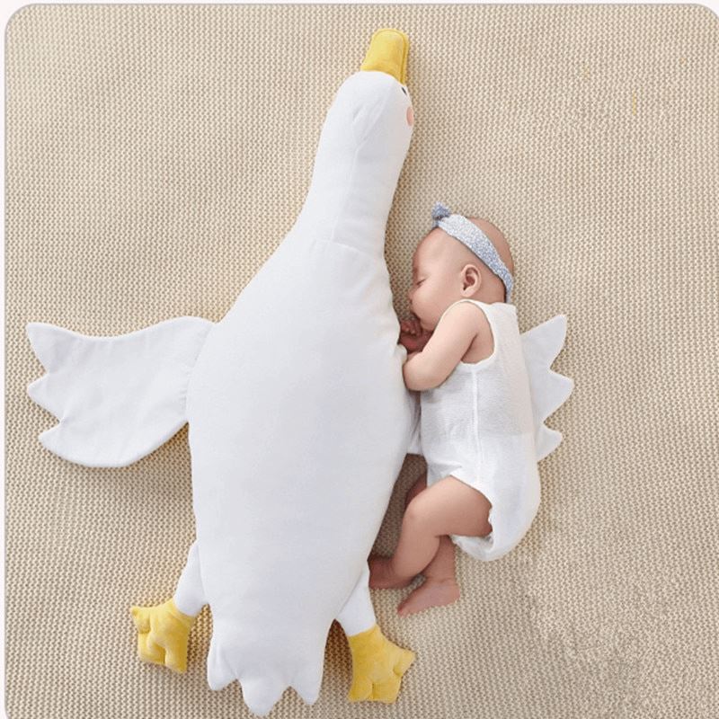 Oreiller pour bébé en peluche d’oie blanche