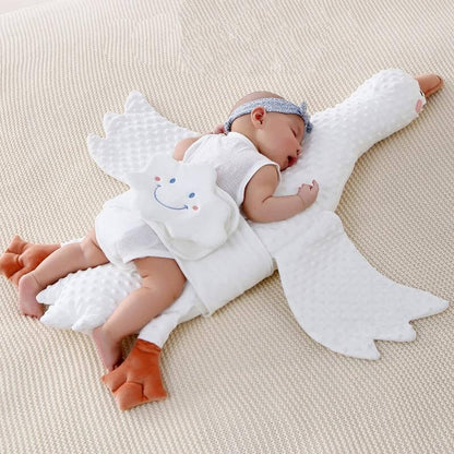 Oreiller pour bébé en peluche d’oie blanche