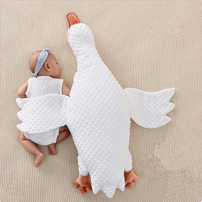 Oreiller pour bébé en peluche d’oie blanche