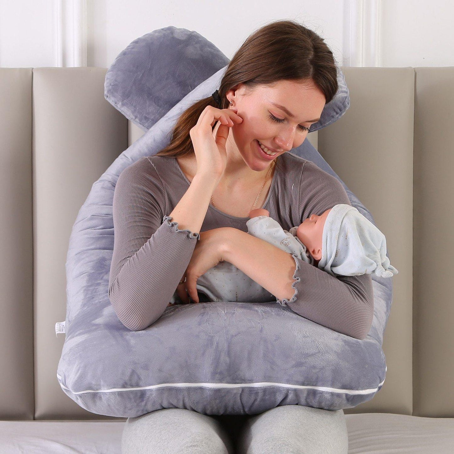 Oreiller de corps de grossesse en forme de U pour femmes supérieures 